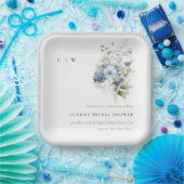 デュスキーブルーウォーターカラーコテージフローラブライダルシャワー ペーパープレート (パーティー)