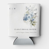 デュスキーブルーウォーターカラーコテージフローラブライダルシャワー 缶クーラー (正面)