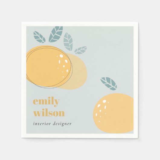 デュスキーブルーキュートオレンジ抽象芸術フルーティはっきりしたシトラス スタンダードカクテルナプキン (正面)