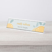 デュスキーブルーキュートレモン抽象芸術フルーティはっきりしたシトラス デスクネームプレート (正面)