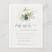 デュスキーブルーグリーンサキュルトカボチャ結婚式RSVP エンクロージャーカード (正面)