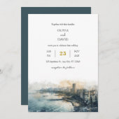 デュスキーブルーコースタルスカイラインシティビュービーチ結婚式 招待状 (正面/裏面)