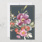 デュスキーブルーピンクフローラ金ゴールドブライダルシャワー 招待状 (裏面)