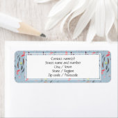 デュスキーブルーフローラパーソナライズされた差出人住所 ラベル (インサイチュ)