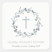 デュスキーブルーフローラローレルリースモノグラムバプテスマ スクエアシール (正面)