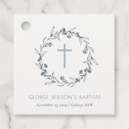 デュスキーブルーフローラローレルリースモノグラムバプテスマ フェイバータグ