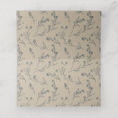 デュスキーブルーフローラローレルリースモノグラムバプテスマ プレイスカード (内部開封)