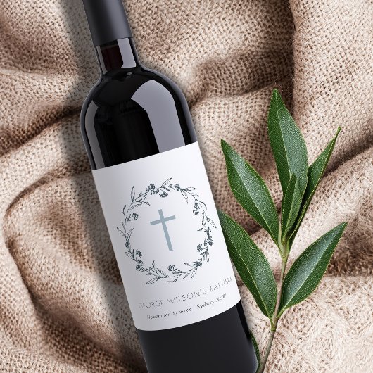 デュスキーブルーフローラローレルリースモノグラムバプテスマ ワインラベル