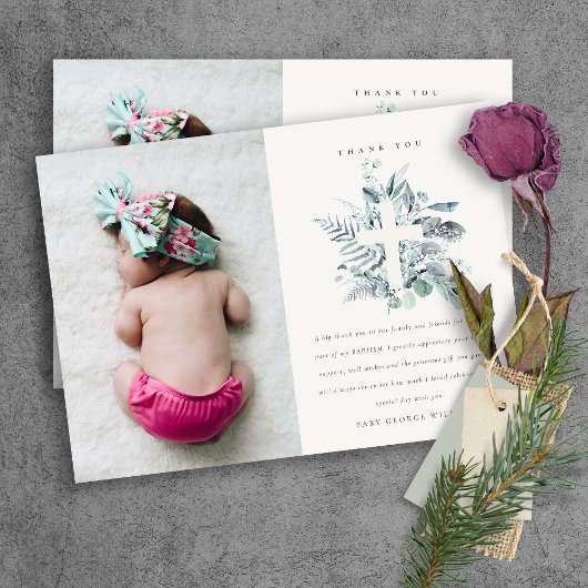 デュスキーブルーユーカリプタス動物交差写真バプテスマ サンキューカード