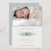 デュスキーブルー多肉性フォトベビー誕生発表 サンキューカード (正面/裏面)