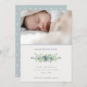 デュスキーブルー多肉性フォトベビー誕生発表 サンキューカード (正面/裏面)