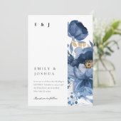 デュスキーブルー金ゴールドフローラ結婚式招待状 招待状 (スタンド正面)