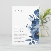 デュスキーブルー金ゴールドフローラ結婚式招待状 招待状 (スタンド正面)