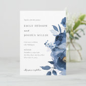 デュスキーブルー金ゴールドフローラ結婚式招待状 招待状 (スタンド正面)