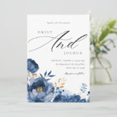 デュスキーブルー金ゴールドフローラ結婚式招待状 招待状 (スタンド正面)