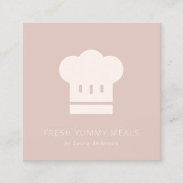 デュスキーミニマル赤面バラピンクシェフハットケータリング スクエア名刺