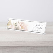 デュスキーモダン赤面牡丹ウォーター色フローラバンチ デスクネームプレート (正面)
