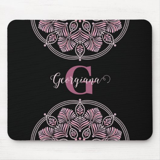 デュスキーモノグラムのバラフローラフロントズドットマンダラ マウスパッド (正面)