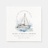 デュスキーヨットシースケープブライダルシャワー スタンダードカクテルナプキン (正面)