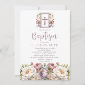 デュスキーラベンダーフラスガールフローラバプテスマ 招待状 (正面)