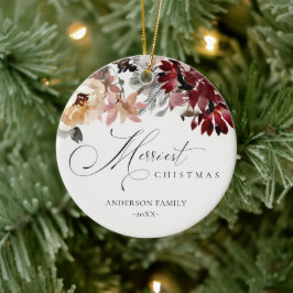 デュスキーレッドポインセチアフローラメリークリスマス セラミックオーナメント