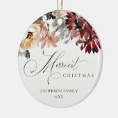 デュスキーレッドポインセチアフローラメリークリスマス セラミックオーナメント (左)