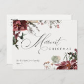 デュスキーレッドポインセチアフローラメリークリスマス ポストカード (正面/裏面)