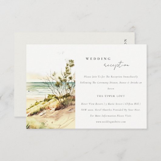 デュスキー沿岸ビーチサンシースケープウェディングレセプション エンクロージャーカード (正面/裏面)