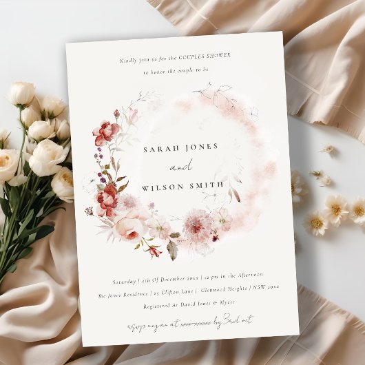 デュスキー秋マルサラフローラリースカップルシャワー 招待状