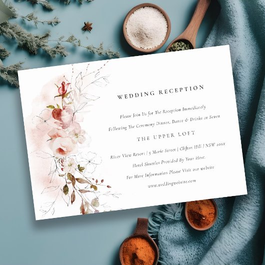 デュスキー秋マルサラ赤面フローラウェディングレセプション エンクロージャーカード