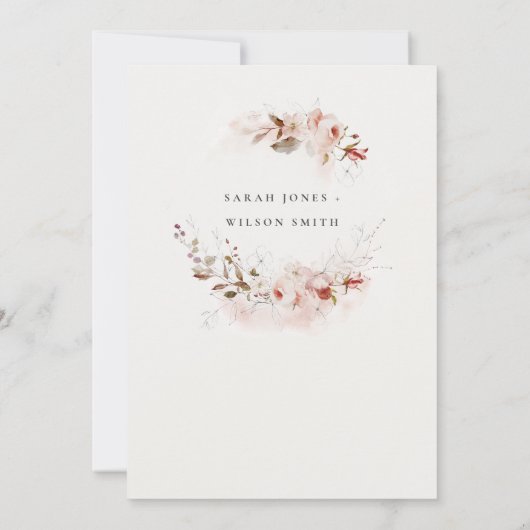 デュスキー秋マルサラ赤面フローラウォーター結婚カラー 招待状 (裏面)