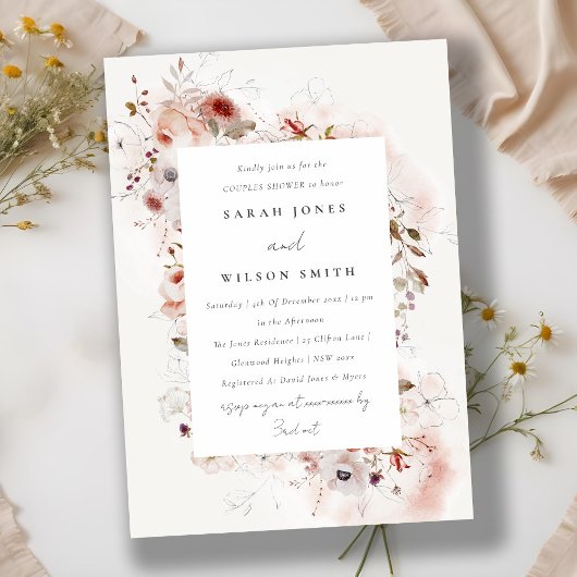 デュスキー秋マルサラ赤面フローラカップルシャワー 招待状