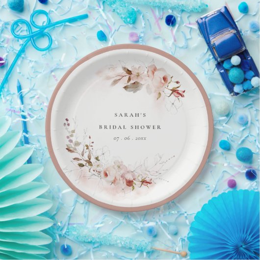 デュスキー秋マルサラ赤面フローラブライダルシャワー ペーパープレート (パーティー)