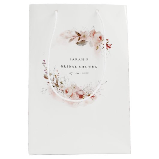 デュスキー秋マルサラ赤面フローラブライダルシャワー ミディアムペーパーバッグ (正面)