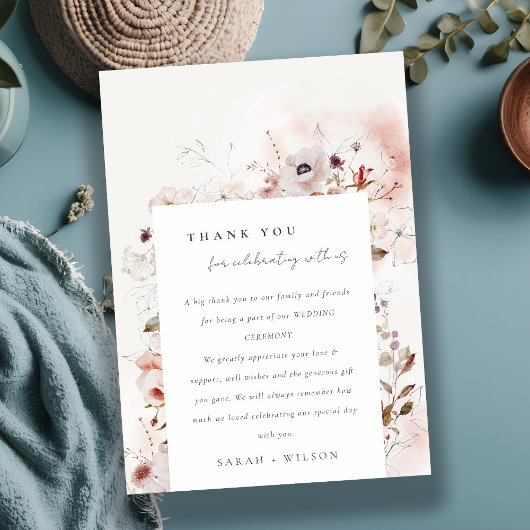 デュスキー秋マルサラ赤面フローラ結婚リース サンキューカード