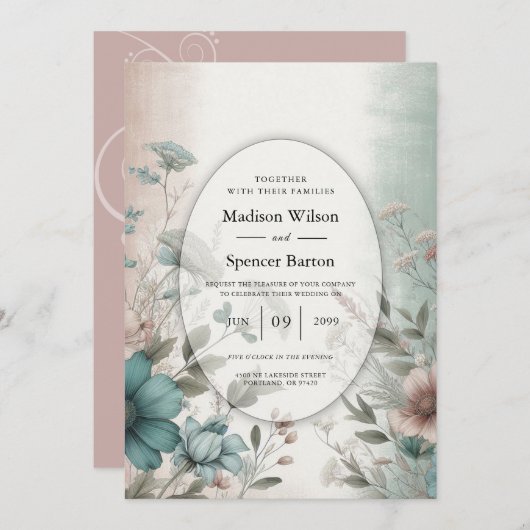 デュスキー花びらアンドソフトセレニティ結婚フローラ 招待状 (正面/裏面)