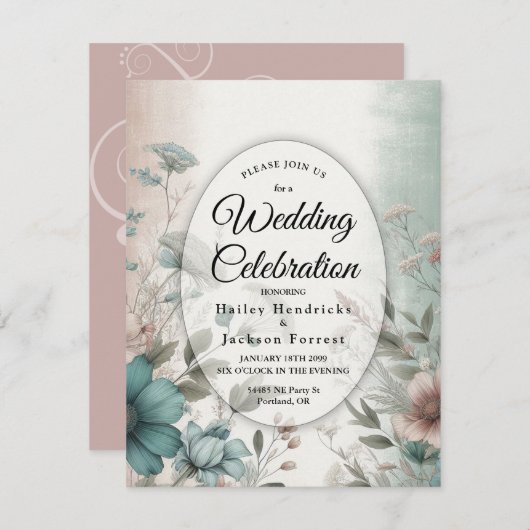 デュスキー花びらアンドソフトセレニティ結婚フローラ 招待状 (正面/裏面)