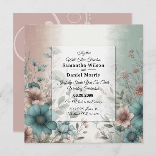 デュスキー花びらアンドソフトセレニティ結婚フローラ 招待状 (正面/裏面)