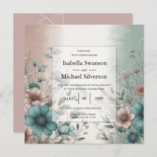 デュスキー花びらアンドソフトセレニティ結婚フローラ 招待状 (正面/裏面)