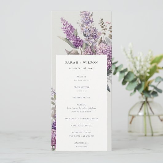 デュスキー薄紫グリーンコテージフローラ結婚式 プログラム (スタンド正面)