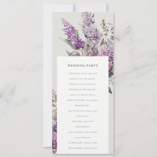 デュスキー薄紫グリーンコテージフローラ結婚式 プログラム (裏面)