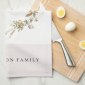 デュスキー赤面ピンクワイルドフラワークレストモノグラム キッチンタオル (四つ折り)