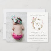 デュスキー赤面ピンクワイルドフラワークレスト写真バプテスマ 招待状 (正面)