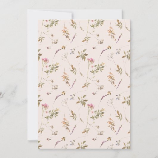 デュスキー赤面ピンクワイルドフラワークレスト写真卒業 案内状 (裏面)