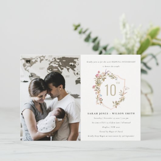 デュスキー赤面ワイルドフラワークレスト写真記念日 招待状 (スタンド正面)