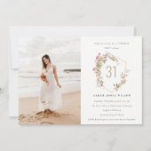 デュスキー赤面ワイルドフラワークレスト写真誕生日 招待状 (正面)