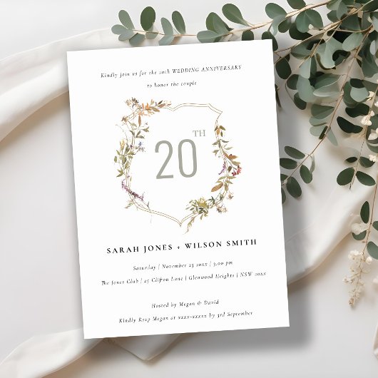 デュスキー赤面ワイルドフラワークレスト結婚の記念日 招待状