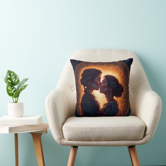 デュスクでキスをシェアする2人 クッション (椅子)