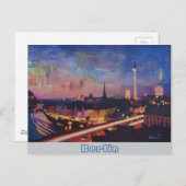 デュスクでライトアップされたベルリンのスカイライン ポストカード (正面/裏面)