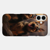 デュスクで二人のドイツの羊飼い Case-Mate iPhoneケース (裏面 (横))